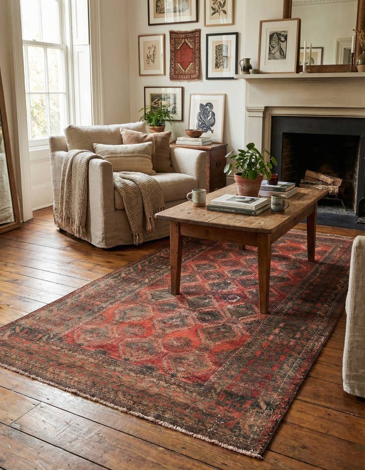 Detail image of  3' x 5' 7  Hand Knotted Ultra Vintage Persian Wool Rug