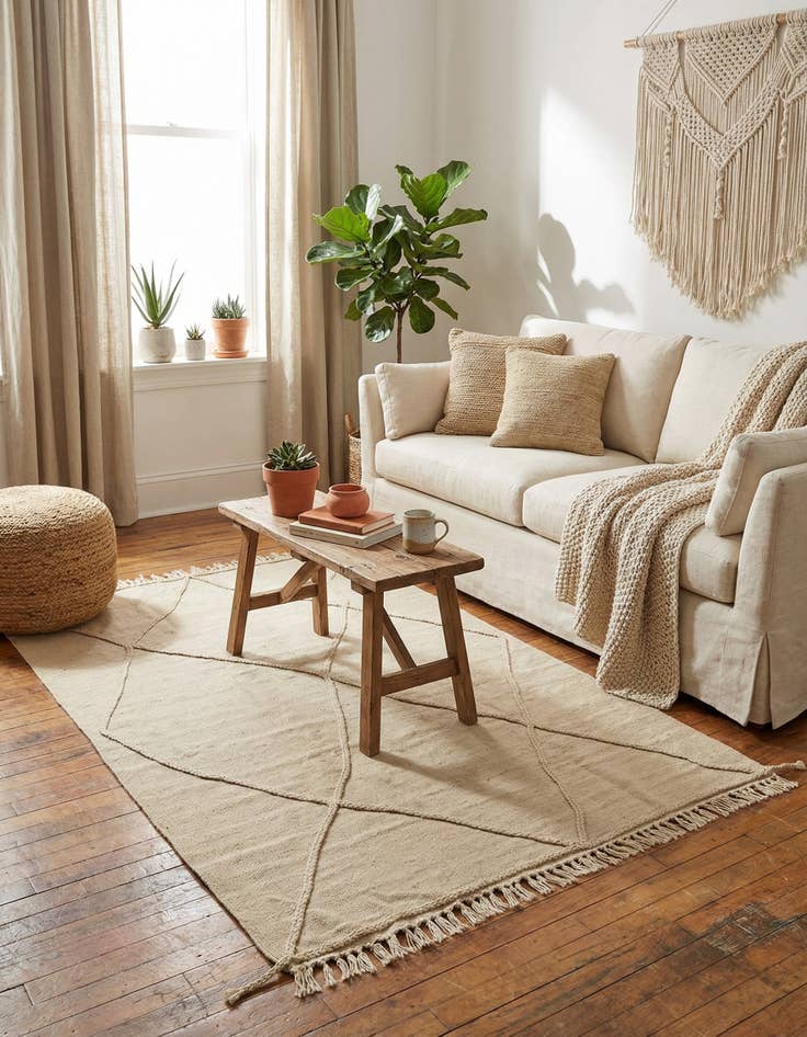 Detail image of 4' 1 x 6'  Hand Knotted Moroccan Wool Rug