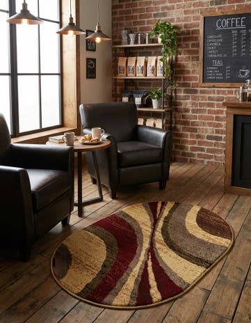 Beige Cafe Oval Rug