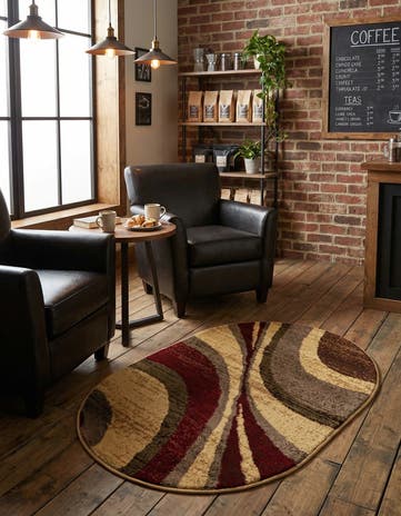 Beige Cafe Oval Rug