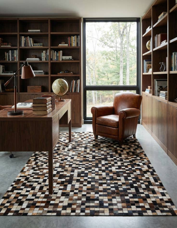 Detail image of  5' x 7' 8 Cowhide Leather Rug