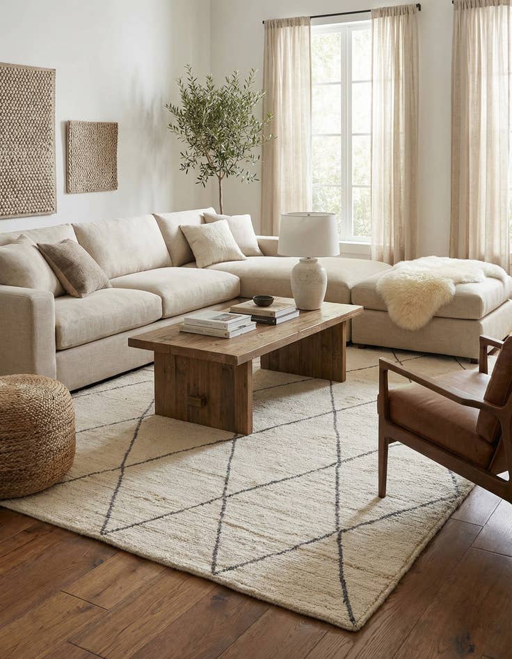 Detail image of 6' 9 x 8' 7  Hand Knotted Moroccan Wool Rug