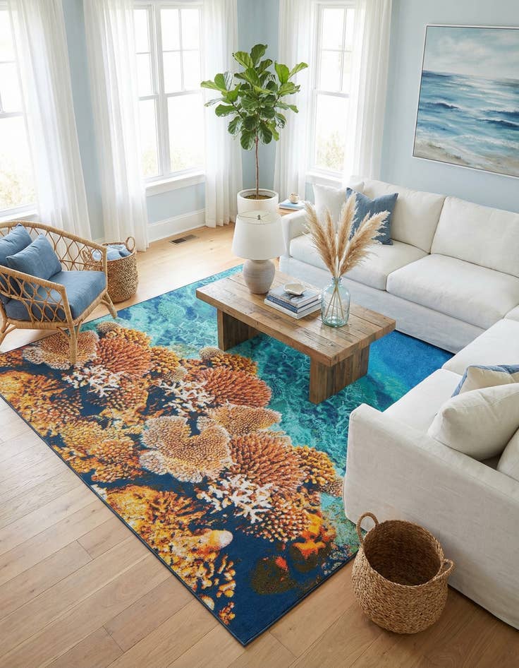 Detail image of  10' x 12'  Washable Coastal Indoor / Outdoor Rug