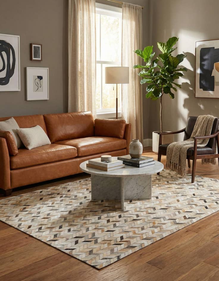 Detail image of 5' 7 x 7' 11 Cowhide Stocks Rug