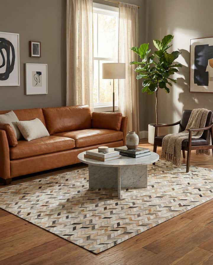5' 7 x 7' 11 Cowhide Stocks Rug