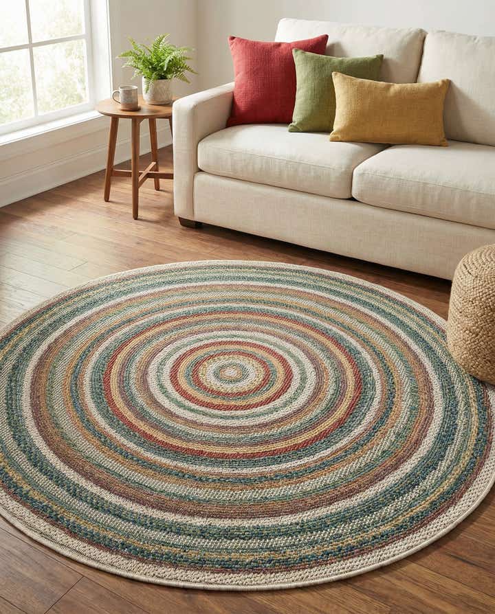 4' x 4' Easy-Clean Baja Indoor / Outdoor Round Rug
