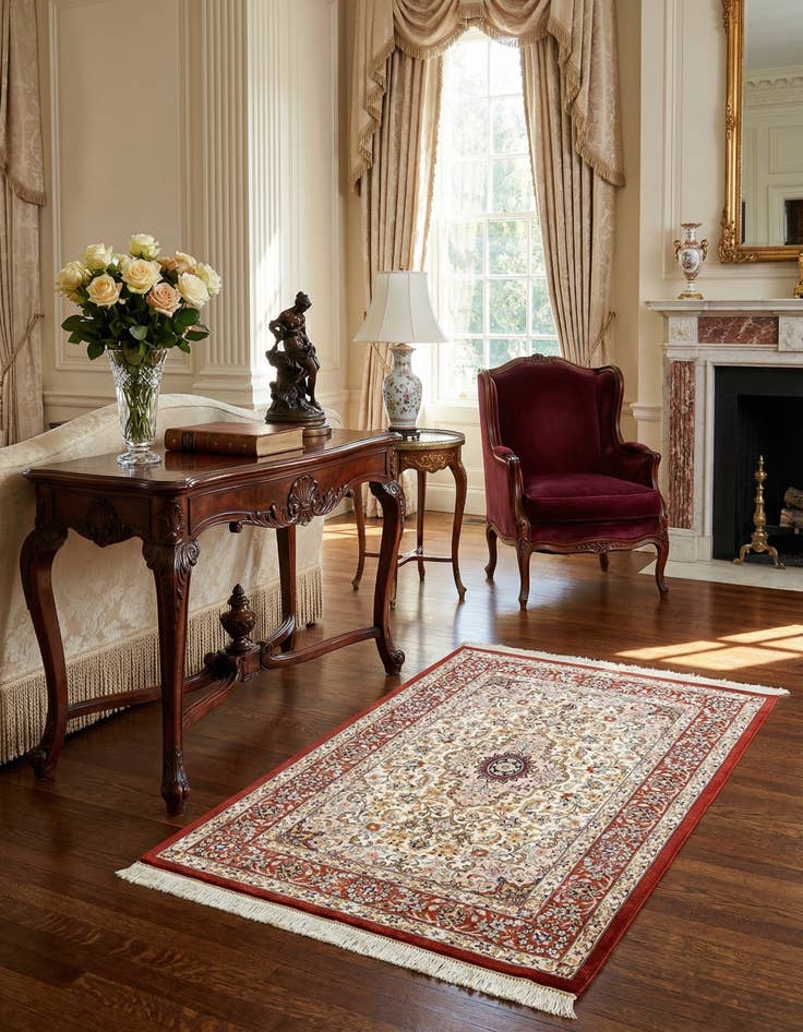 Detail image of 2' 7 x 4' Ghom Silk Rug