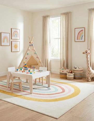 Ivory Rainbow Whimsy Kids Rug