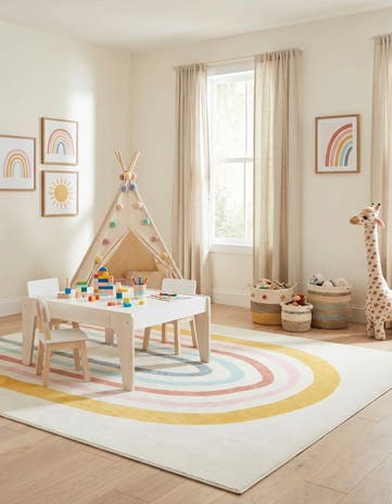 Ivory Rainbow Whimsy Kids Rug