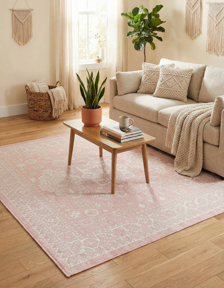 Detail image of 5' 3 x 5' 3  Washable Aztec Indoor / Outdoor Square Rug