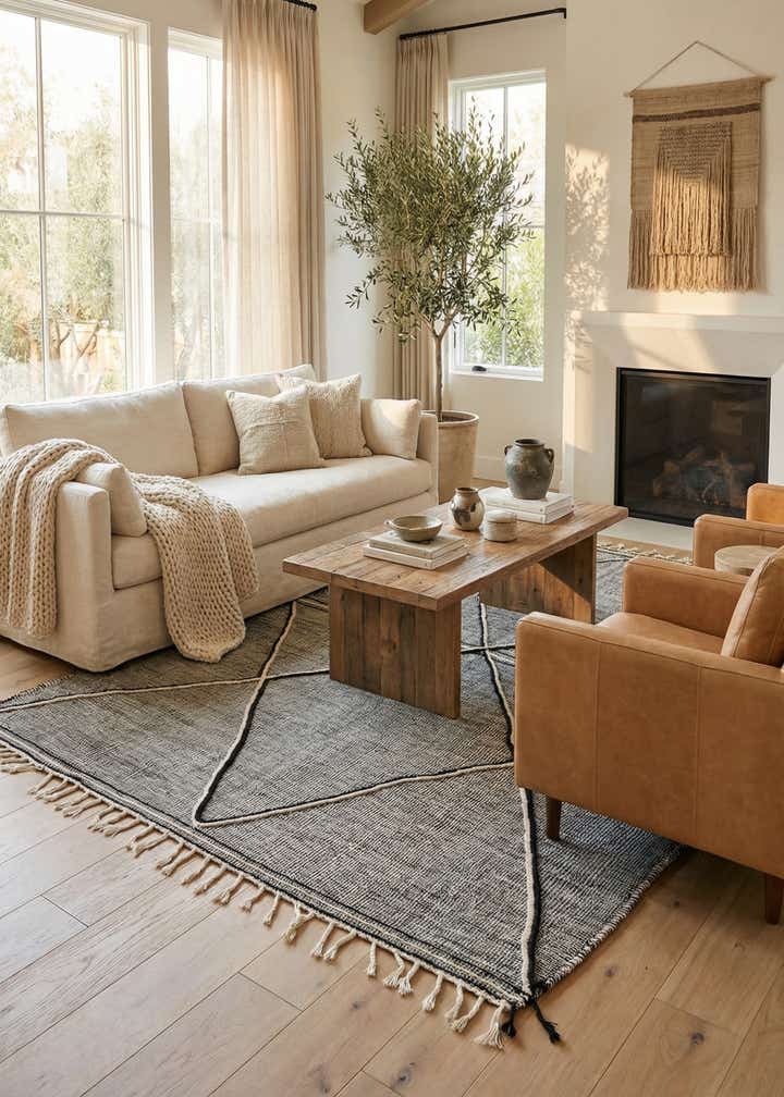 6' 6 x 9' 9 Hand Knotted Moroccan Wool Rug