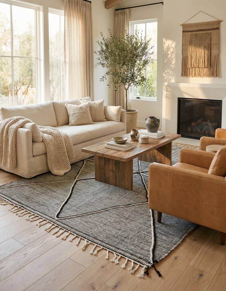 Detail image of 6' 6 x 9' 9  Hand Knotted Moroccan Wool Rug