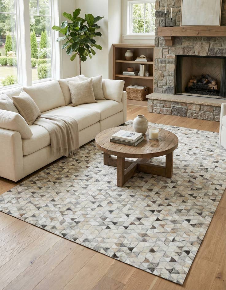 Detail image of 5' x 7' 10 Cowhide Leather Rug