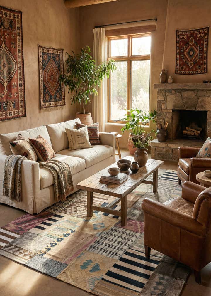 6' 5 x 9' 7 Hand Woven Kilim Patchwork Wool Rug