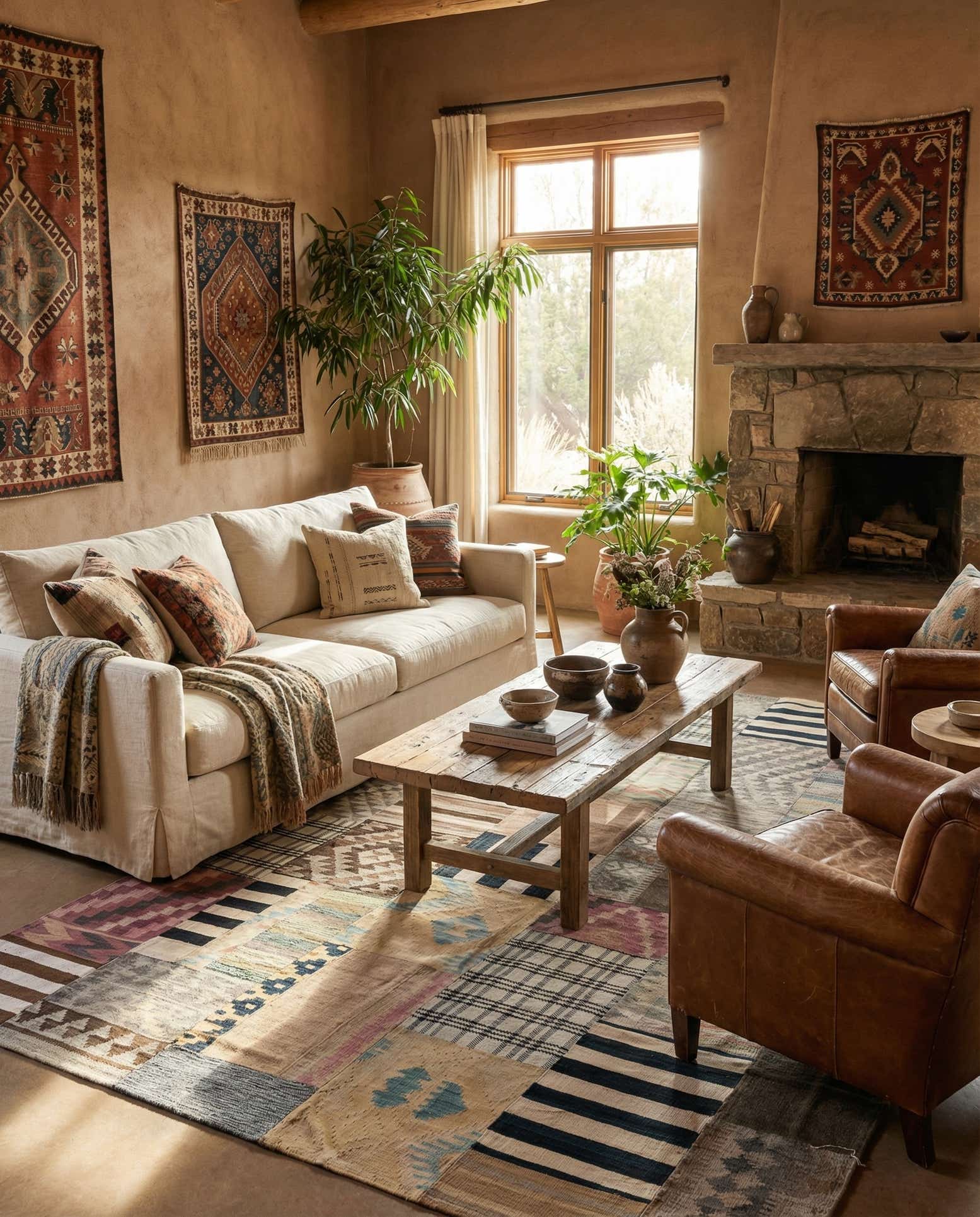 6' 5 x 9' 7 Hand Woven Kilim Patchwork Wool Rug