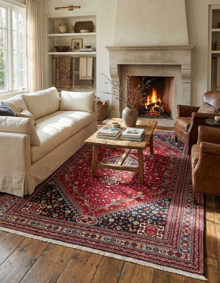 Detail image of  7' 3 x 10' 6  Hand Knotted Ghashghaei Wool Rug