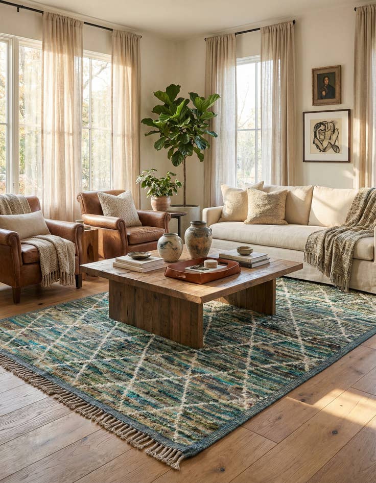 Detail image of 5' 1 x 6' 10 Hand Knotted Moroccan Wool Rug