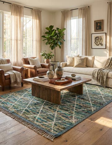 5' 1 x 6' 10 Hand Knotted Moroccan Wool Rug