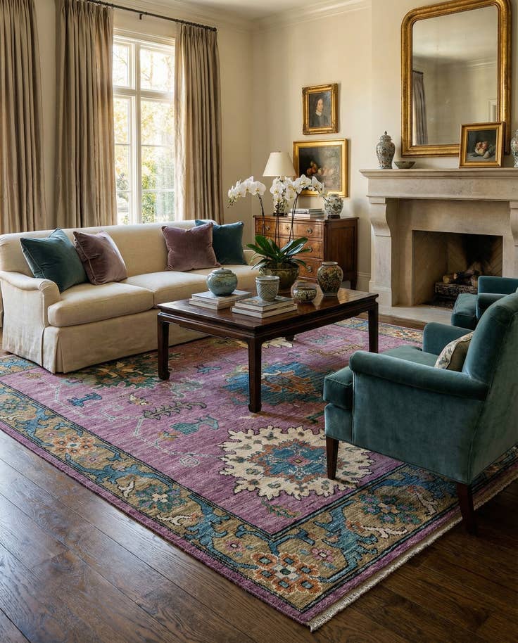 Detail image of 8' 4 x 10' 2 Hand Knotted Oushak Wool Rug