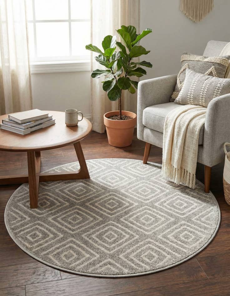 Detail image of  3' x 3'  Washable Sabrina Soto Indoor / Outdoor Round Rug