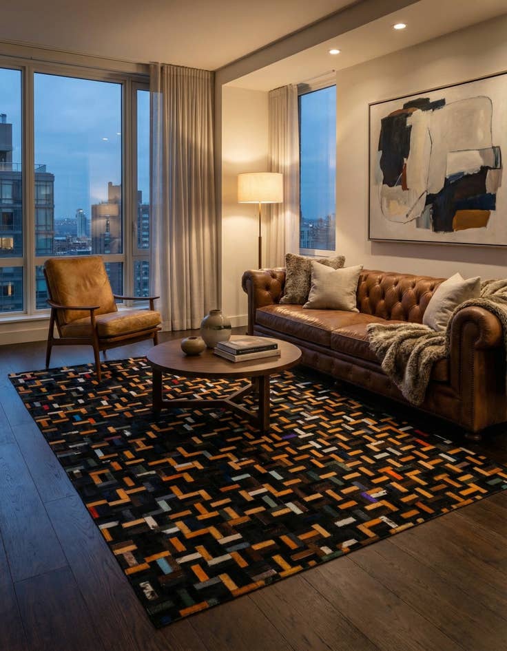 Detail image of 5' 1 x 7' 11 Cowhide - Patchwork Rug