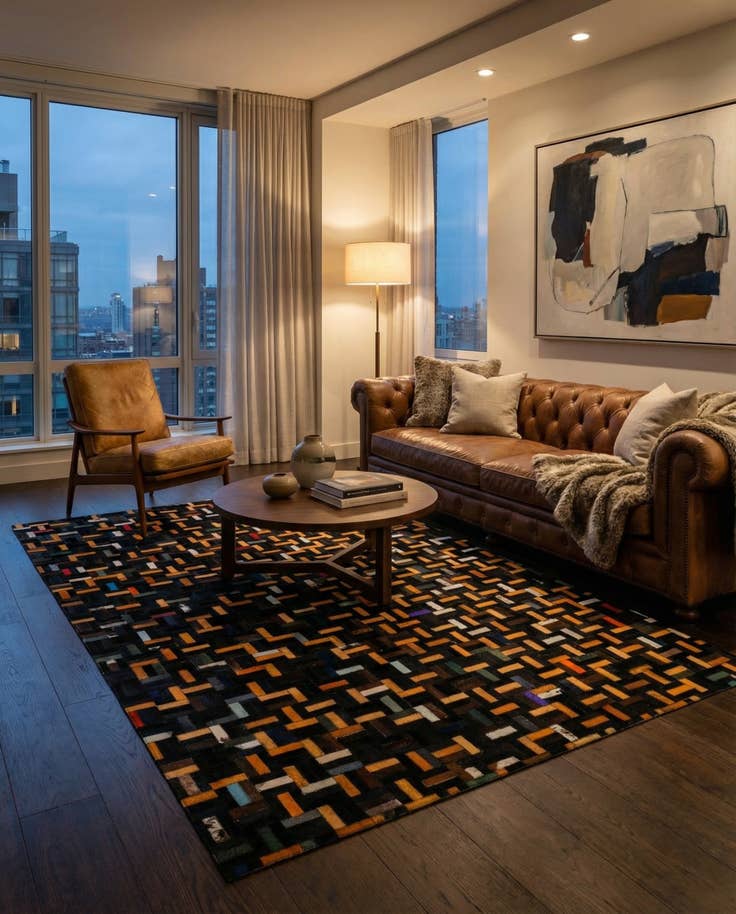 Detail image of 5' 1 x 7' 11 Cowhide - Patchwork Rug