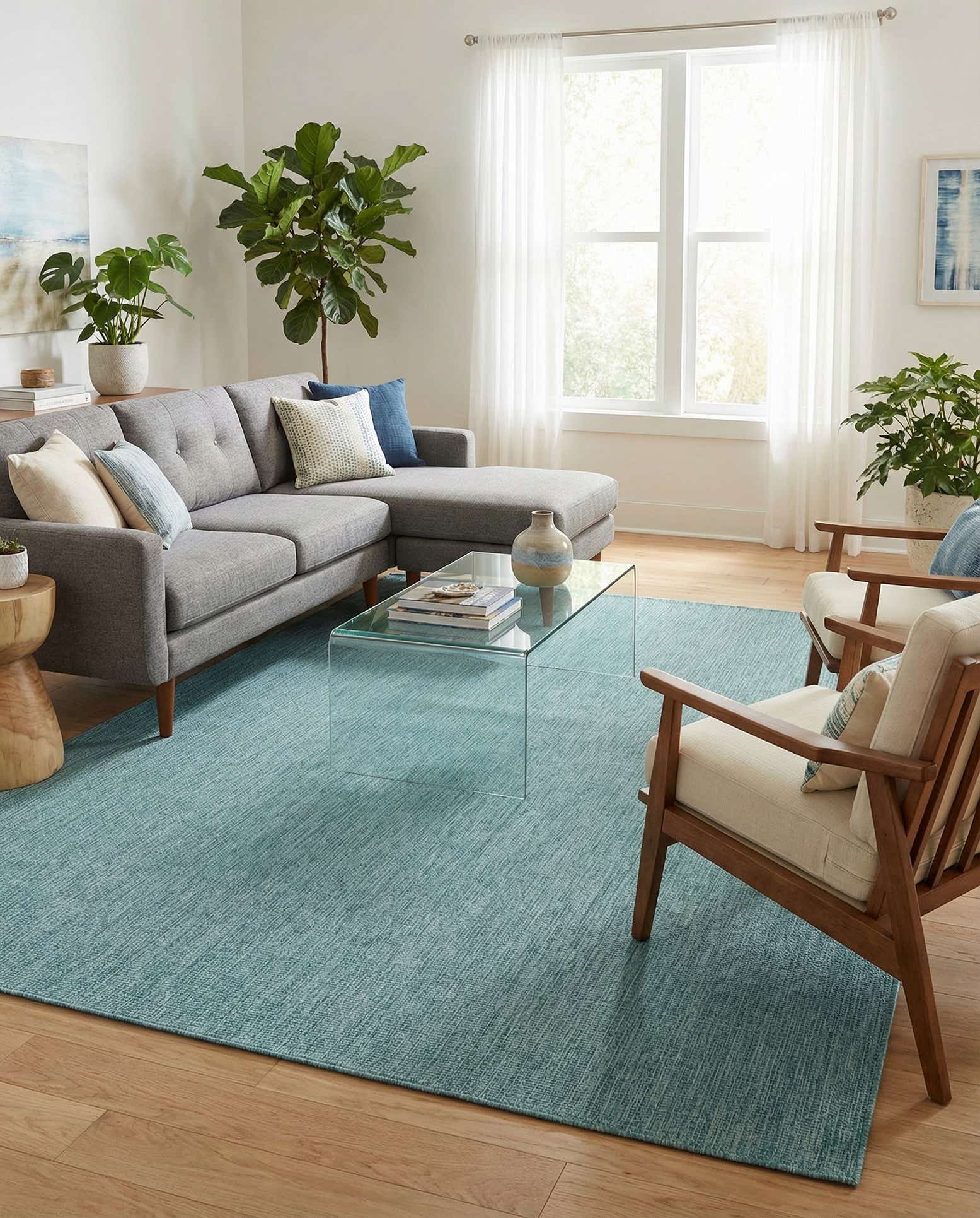 9' x 12' Easy-Clean Solid Indoor / Outdoor Rug