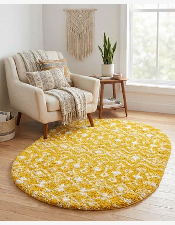 4' x 6' Moroccan Trellis Shag Oval Rug