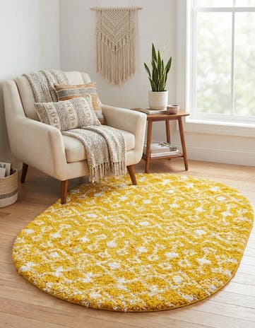 4' x 6' Moroccan Trellis Shag Oval Rug