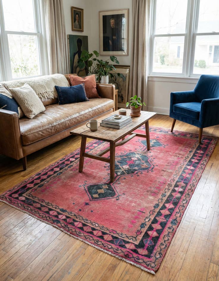 Detail image of  4' 2 x 7'  Hand Knotted Ultra Vintage Persian Wool Rug