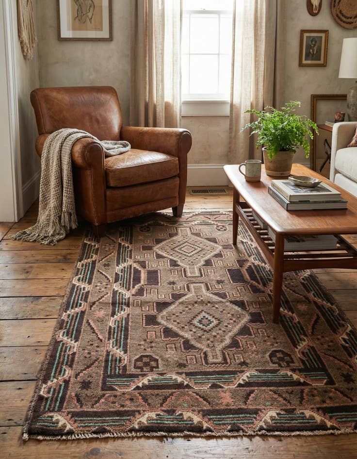 Detail image of  3' 6 x 6'  Hand Knotted Ultra Vintage Persian Wool Rug