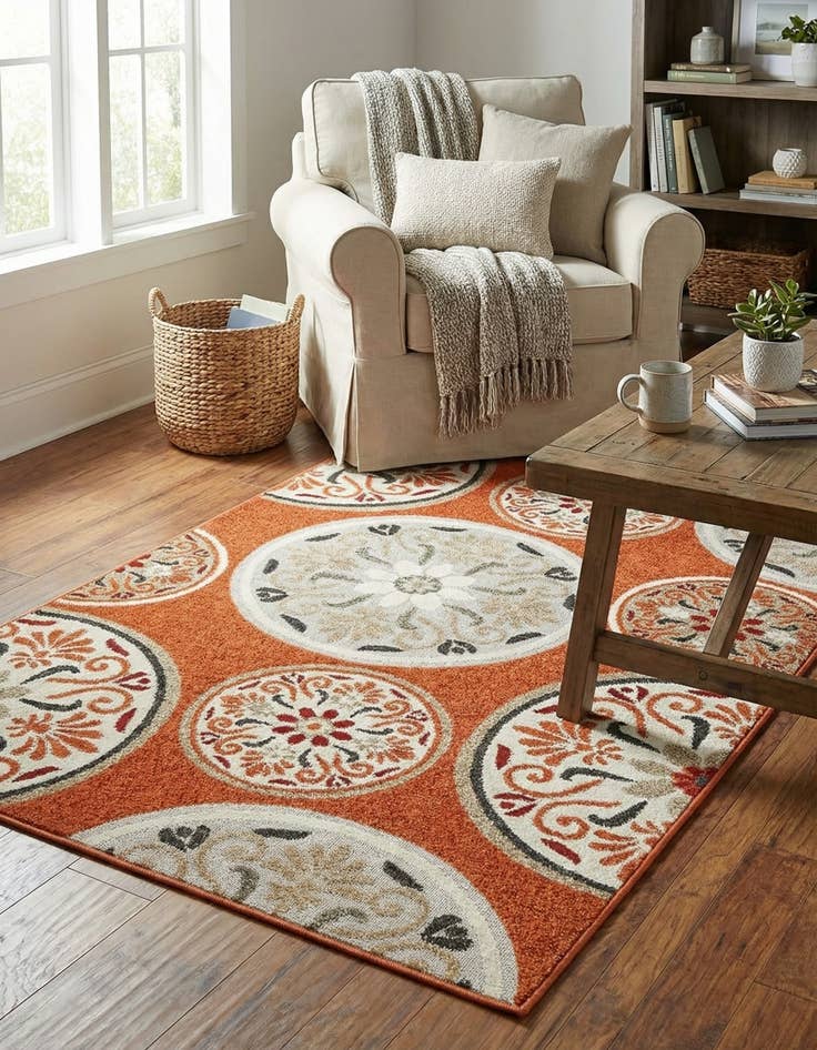 Detail image of 4' x 6' Easy-Clean Modern Indoor / Outdoor Rug