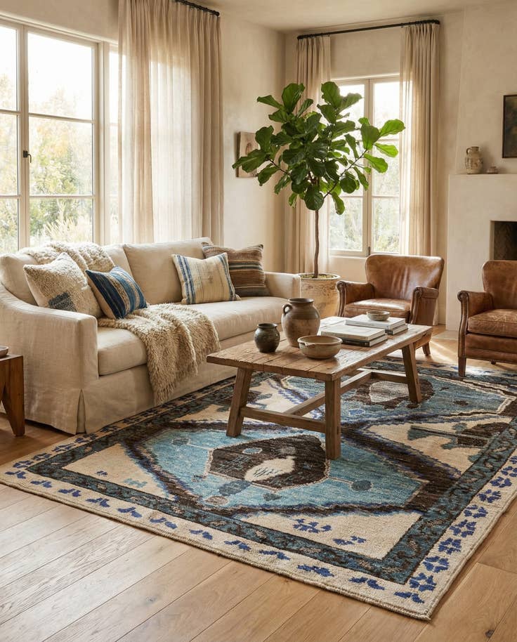 Detail image of 8' 7 x 10' 9 Hand Knotted Moroccan Wool Rug