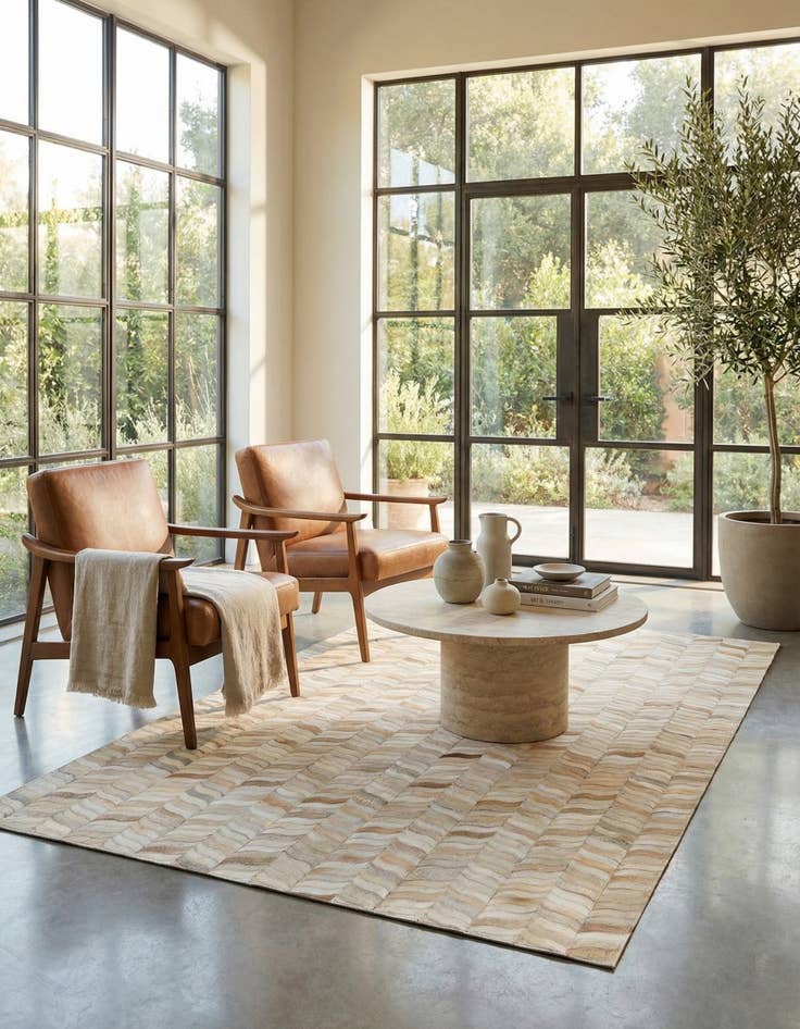 Detail image of 4' x 5' 11 Cowhide Stocks Rug