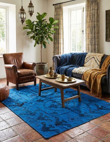 4' 9 x 5' 6 Hand Woven Kilim Suzani Wool Rug