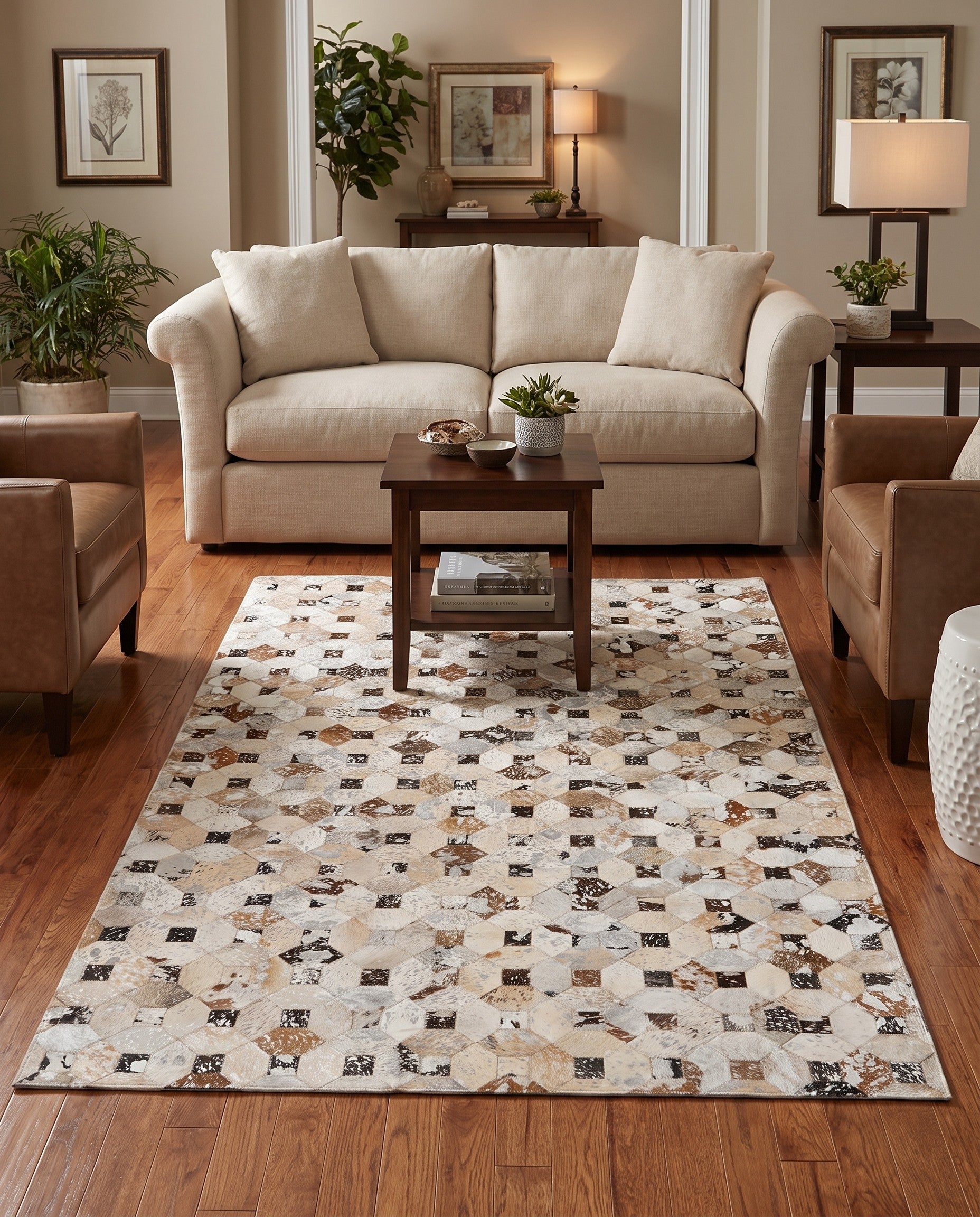 5' x 8' Cowhide Leather Rug