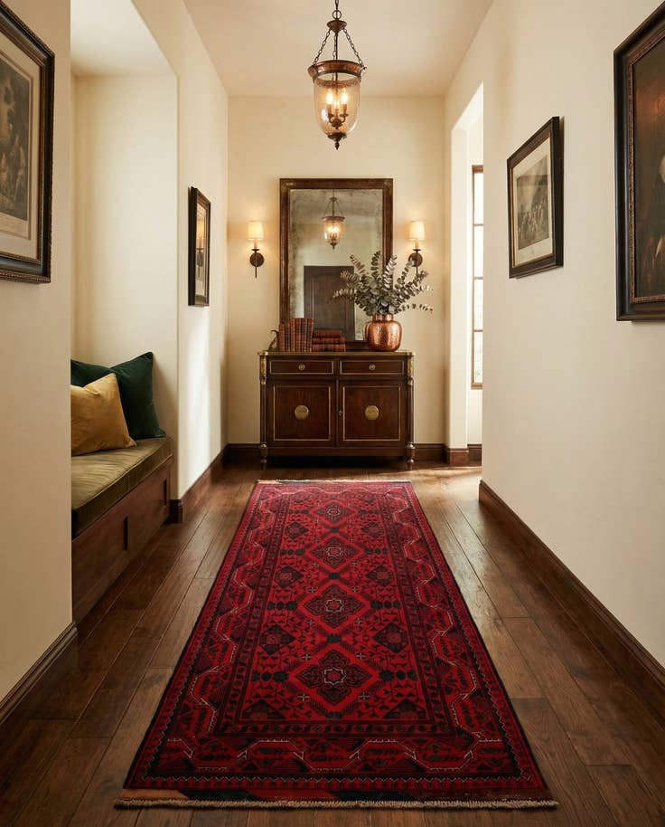 Detail image of 2' 8 x 6' 8 Hand Knotted Khal Mohammadi Wool Runner Rug