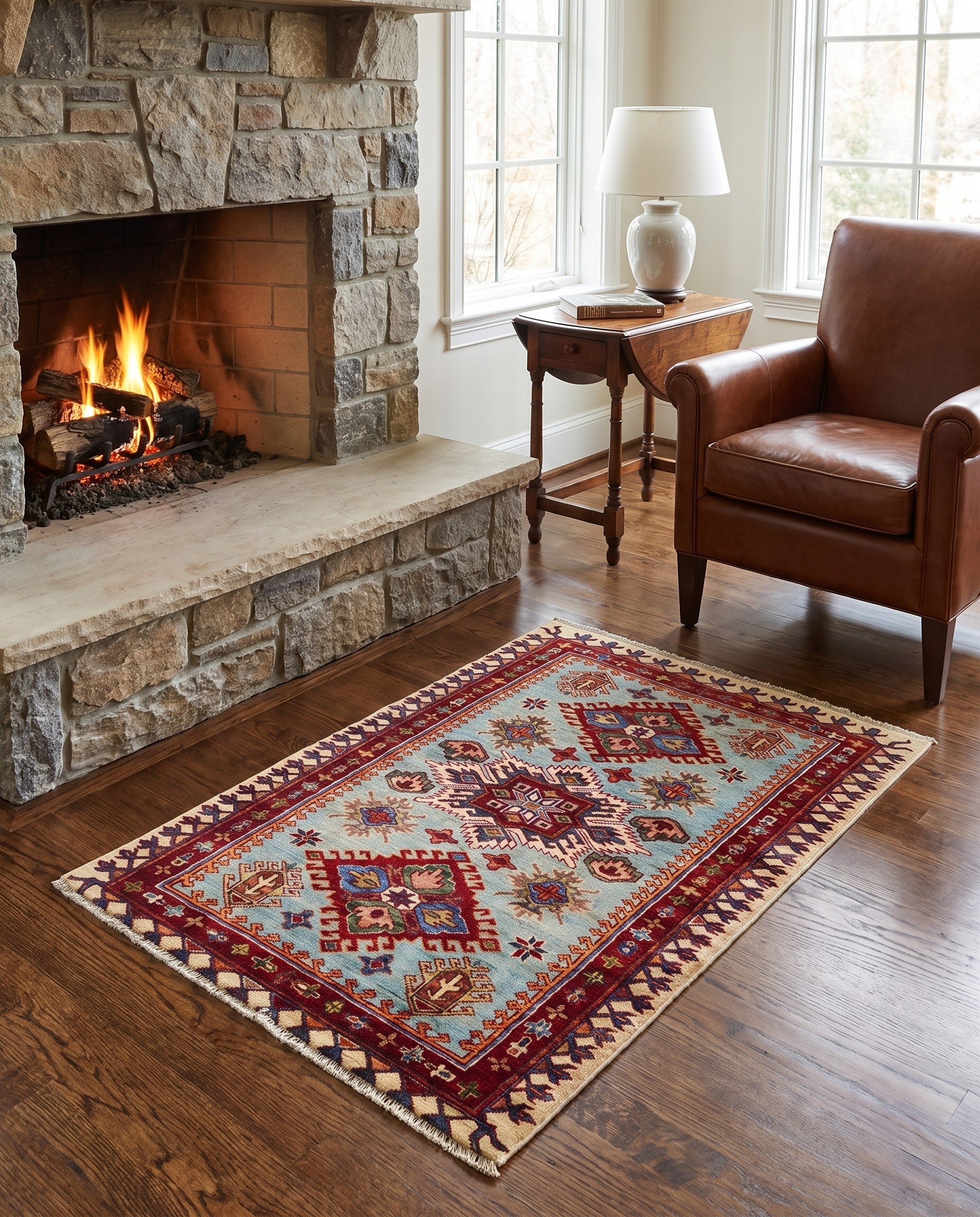 3' 5 x 5' 1 Hand Knotted Kazak Rug