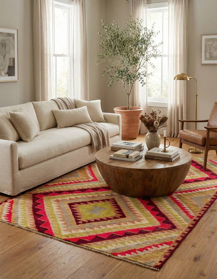 Detail image of 5' 6 x 8'  Hand Knotted Darya Rug