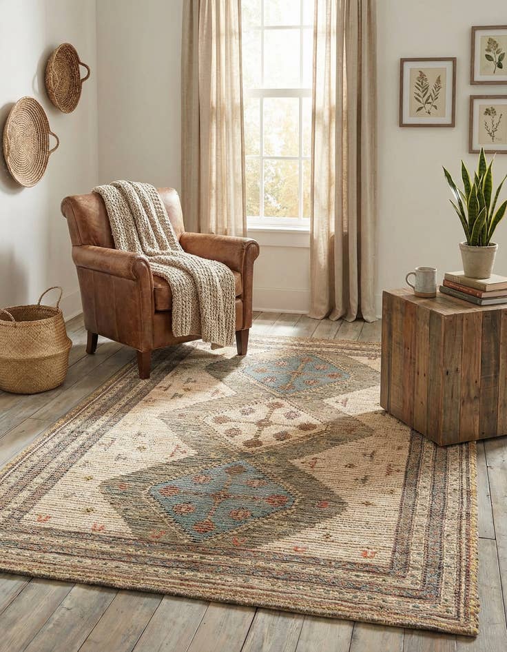 Detail image of 4' 1 x 6' 1 Chenille Jute Rug