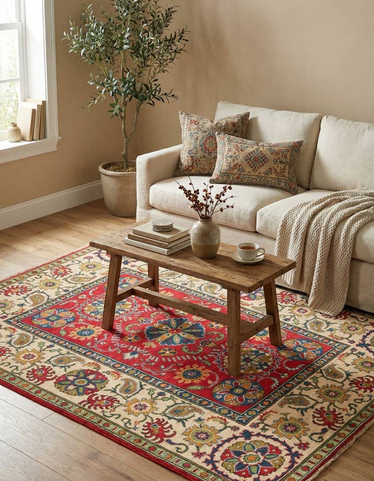 Detail image of 4' 10 x 6' 7  Hand Knotted Kazak Rug