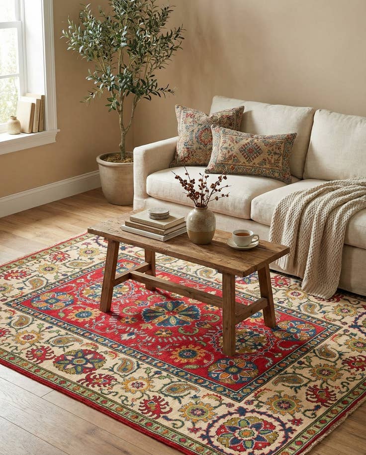 Detail image of 4' 10 x 6' 7 Hand Knotted Kazak Rug