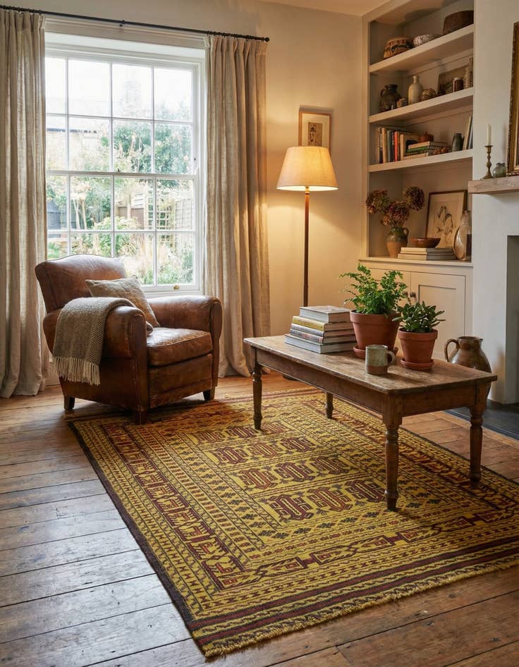 Detail image of  4' 2 x 6' 2  Hand Woven Kilim Afghan Wool Rug