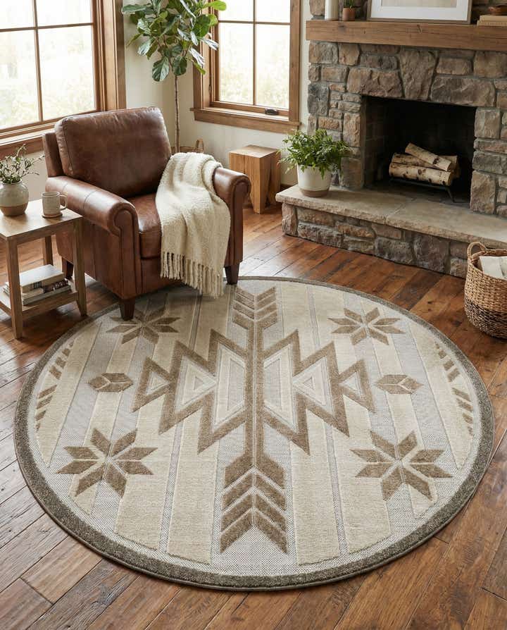 5' 3 x 5' 3 Easy-Clean Modern Indoor / Outdoor Round Rug