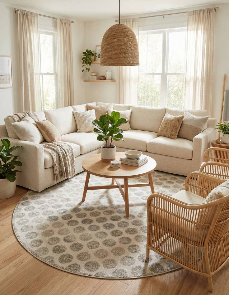Detail image of 7' 10 x 7' 10 Easy-Clean Sabrina Soto Indoor / Outdoor Round Rug