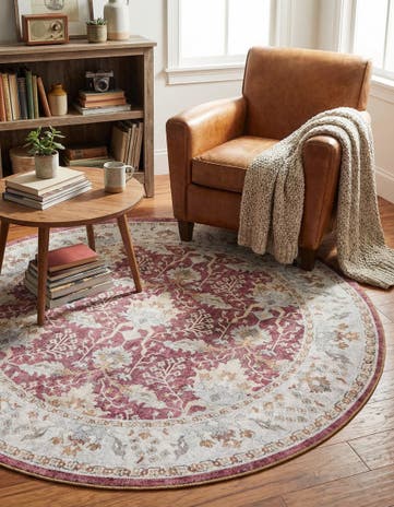 5' 1 x 5' 1 Washable Timeless Round Rug