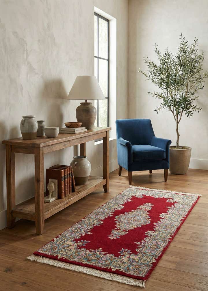 2' 6 x 4' 9 Hand Knotted Kerman Oriental Wool Rug