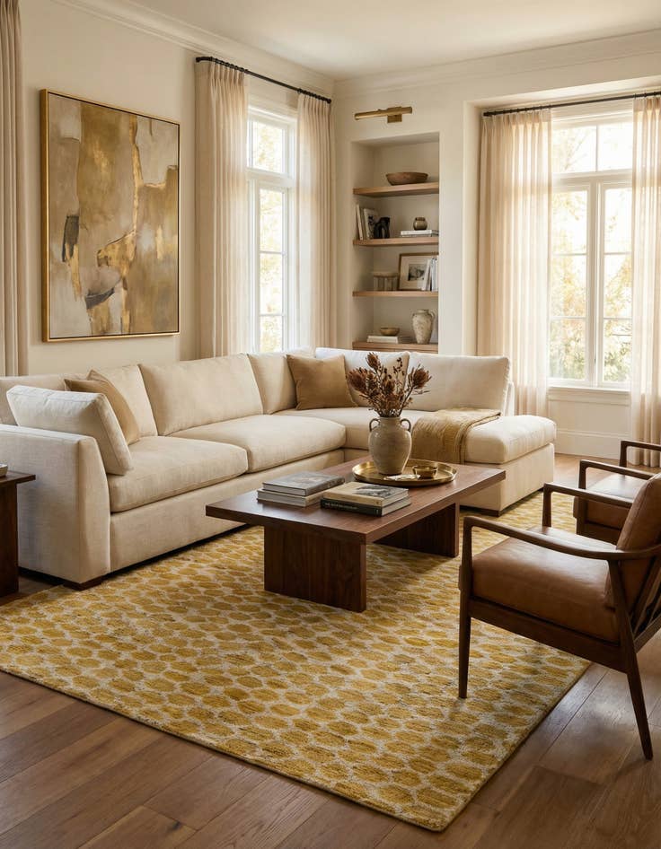 Detail image of 5' 10 x 9'  Hand Knotted Darya Wool Rug