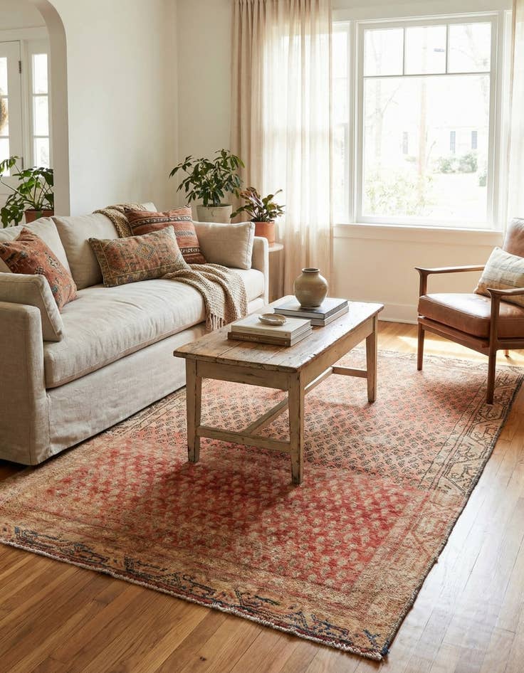 Detail image of  3' 9 x 6' 1  Hand Knotted Ultra Vintage Persian Wool Rug