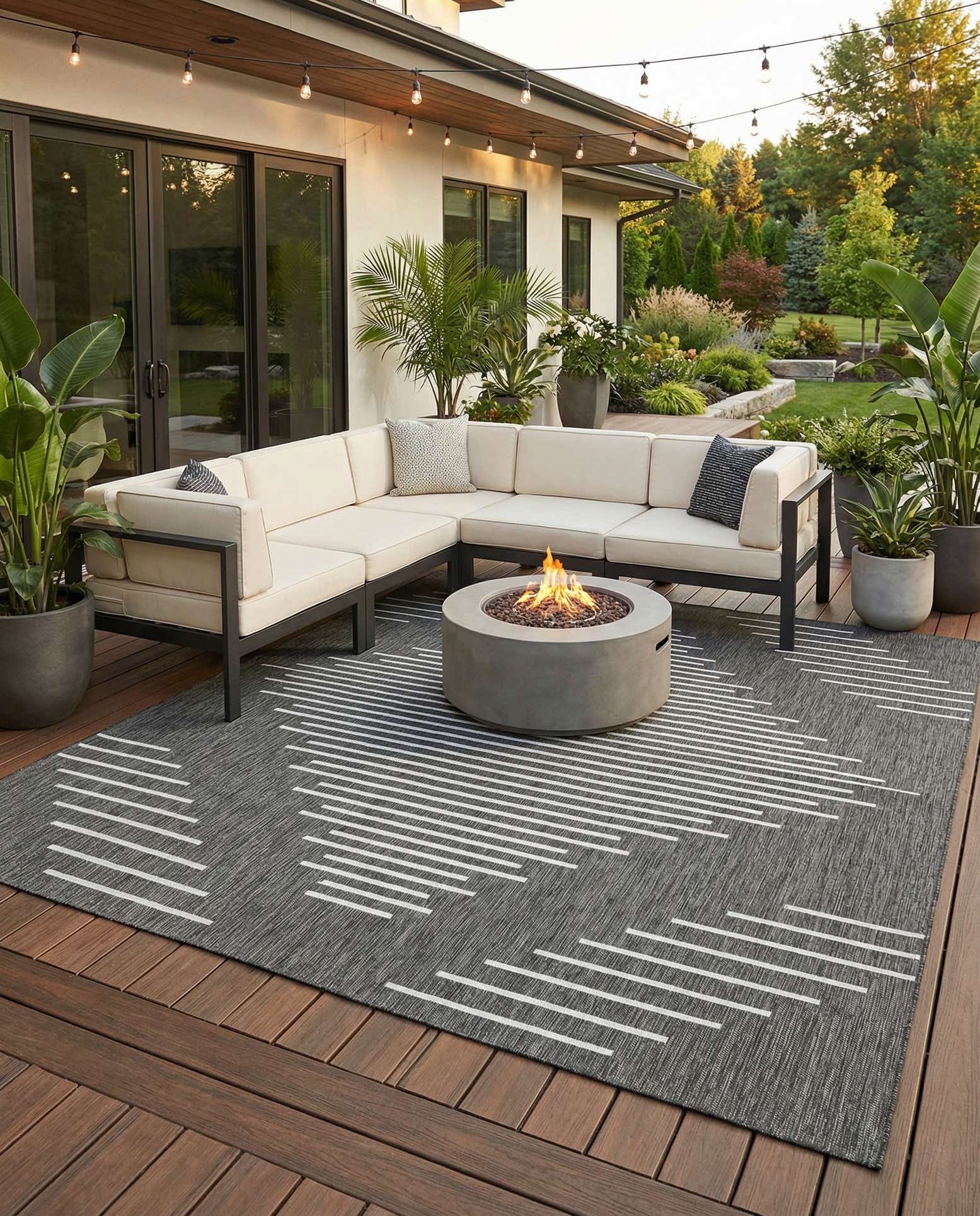10' 8 x 10' 8 Easy-Clean Modern Indoor / Outdoor Square Rug